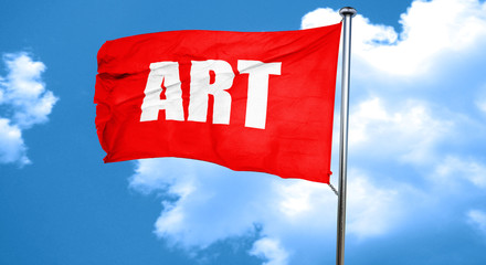 art, 3D rendering, a red waving flag
