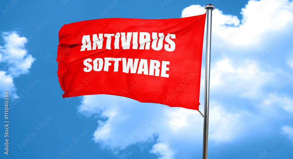 Poster malware computer background, 3d rendering, a red waving flag