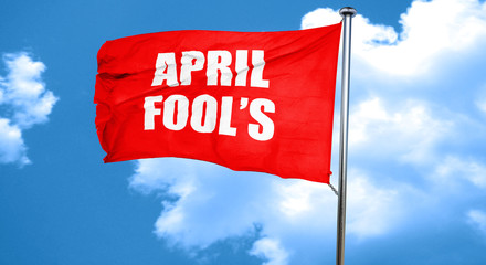 april fool's, 3D rendering, a red waving flag