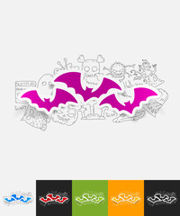 bat paper sticker with hand drawn elements
