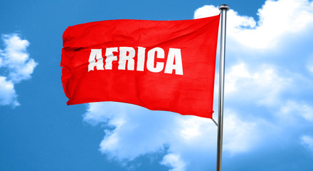 africa, 3D rendering, a red waving flag