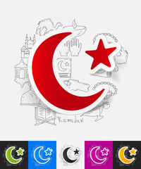 Fototapeta premium moon paper sticker with hand drawn elements