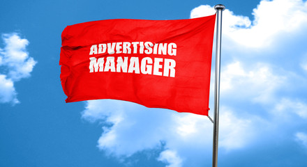 advertising manager, 3D rendering, a red waving flag