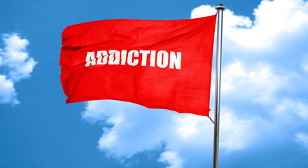 addiction, 3D rendering, a red waving flag