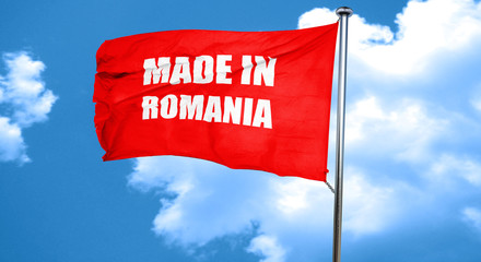 Made in romania, 3D rendering, a red waving flag