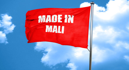 Made in mali, 3D rendering, a red waving flag
