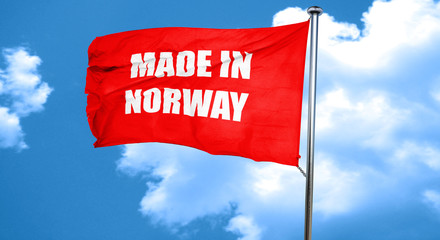 Made in norway, 3D rendering, a red waving flag