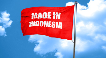 Made in indonesia, 3D rendering, a red waving flag