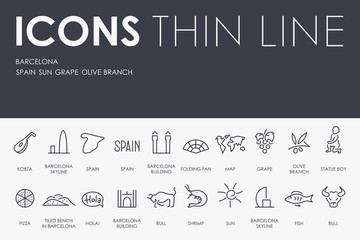 Barcelona Thin Line Icons