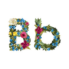 Beautiful floral alphabet with flowers.