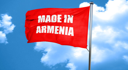 Made in armenia, 3D rendering, a red waving flag