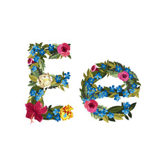 Beautiful floral alphabet with flowers.