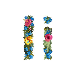 Beautiful floral alphabet with flowers.