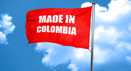 Made in colombia, 3D rendering, a red waving flag