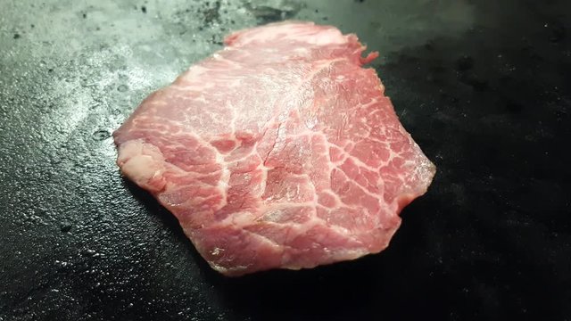 Kobe beef steak, in a frying pan
