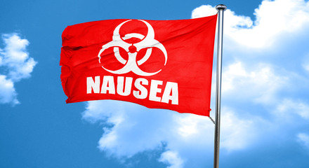 Nausea concept background, 3D rendering, a red waving flag