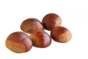 Chestnuts on White Background