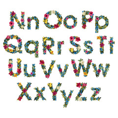 Beautiful floral alphabet with flowers.