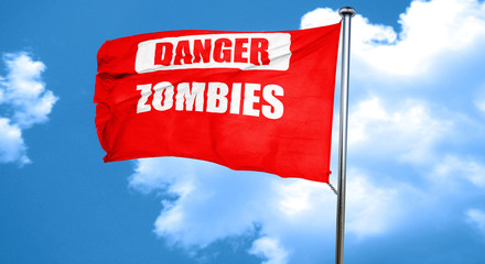 zombie virus concept background, 3D rendering, a red waving flag