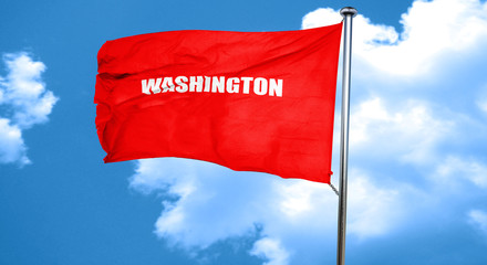  washington, 3D rendering, a red waving flag