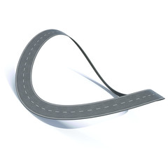Bending loop highway on a white background. 3d illustration