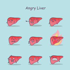 Angry cartoon liver set