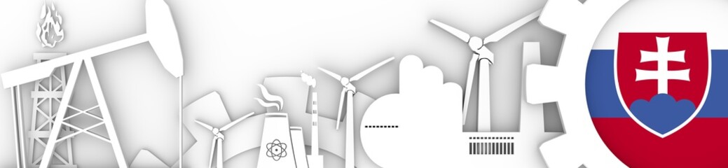 Fototapeta premium Energy and Power icons set. Header banner with Slovakia flag