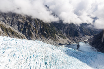 Franz Josef glacier at top view