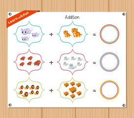 Addition number - Worksheet for education