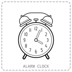 Alarm clock, flat linear icon. Clock isolated on white background