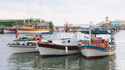 Fototapeta premium Fishing boats in river in Turkey