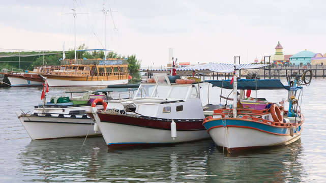 Fishing boats in river in Turkey