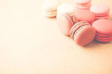 macaroons on craft paper in vintage color style


