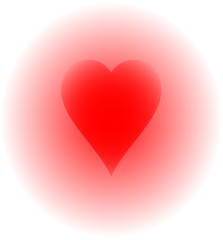 Red heart, in a red circle, on a white background.