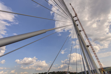 Ada Bridge on river Sava, Belgrade, Serbia