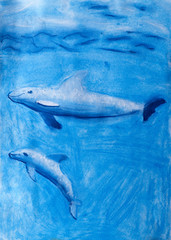 Obraz premium Детский рисунок пастелью 