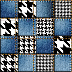 patchwork of jeans fabric