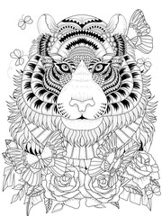 Imposing tiger adult coloring page