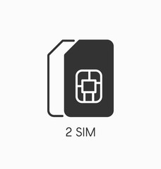 Dual/Double SIM icon vector.