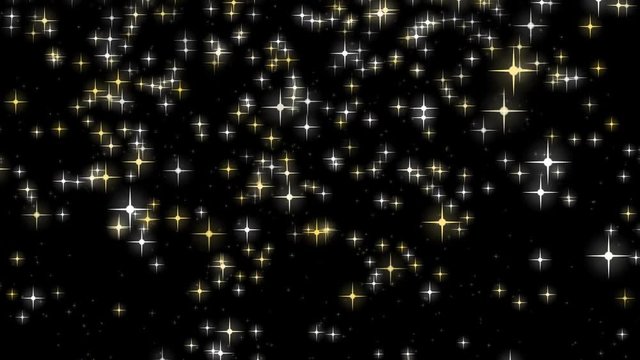 shower of magical twinkling stars black background