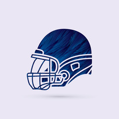 American football Helmet side view designed using blue grunge brush graphic vector.