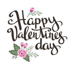 Stylish love poster with flowers. Vintage vector lettering 