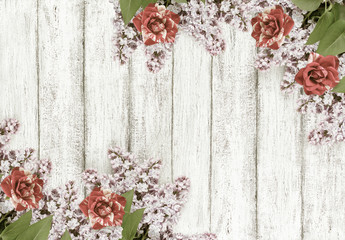 Fototapety  Lilac flowers with roses