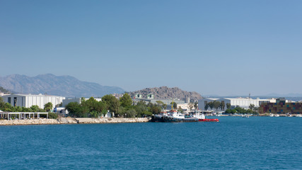Fototapeta na wymiar Ships in harbor of Antalya