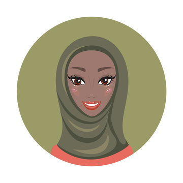 Beautiful young happy Muslim woman Girl portrait in hijab