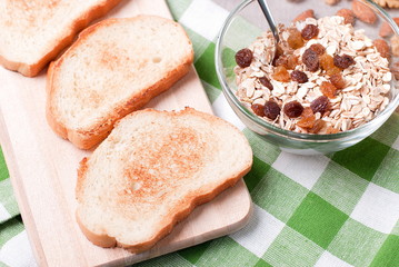 healthy breakfast with toast