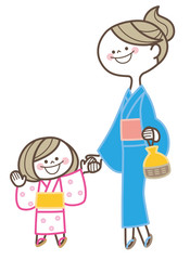 親子　浴衣