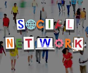 Obraz premium Social Network Social Medai Technology Connected Concept