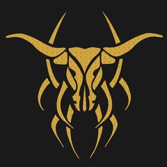 Gold tattoo bull illustration