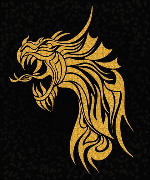 Gold tattoo dragon illustration